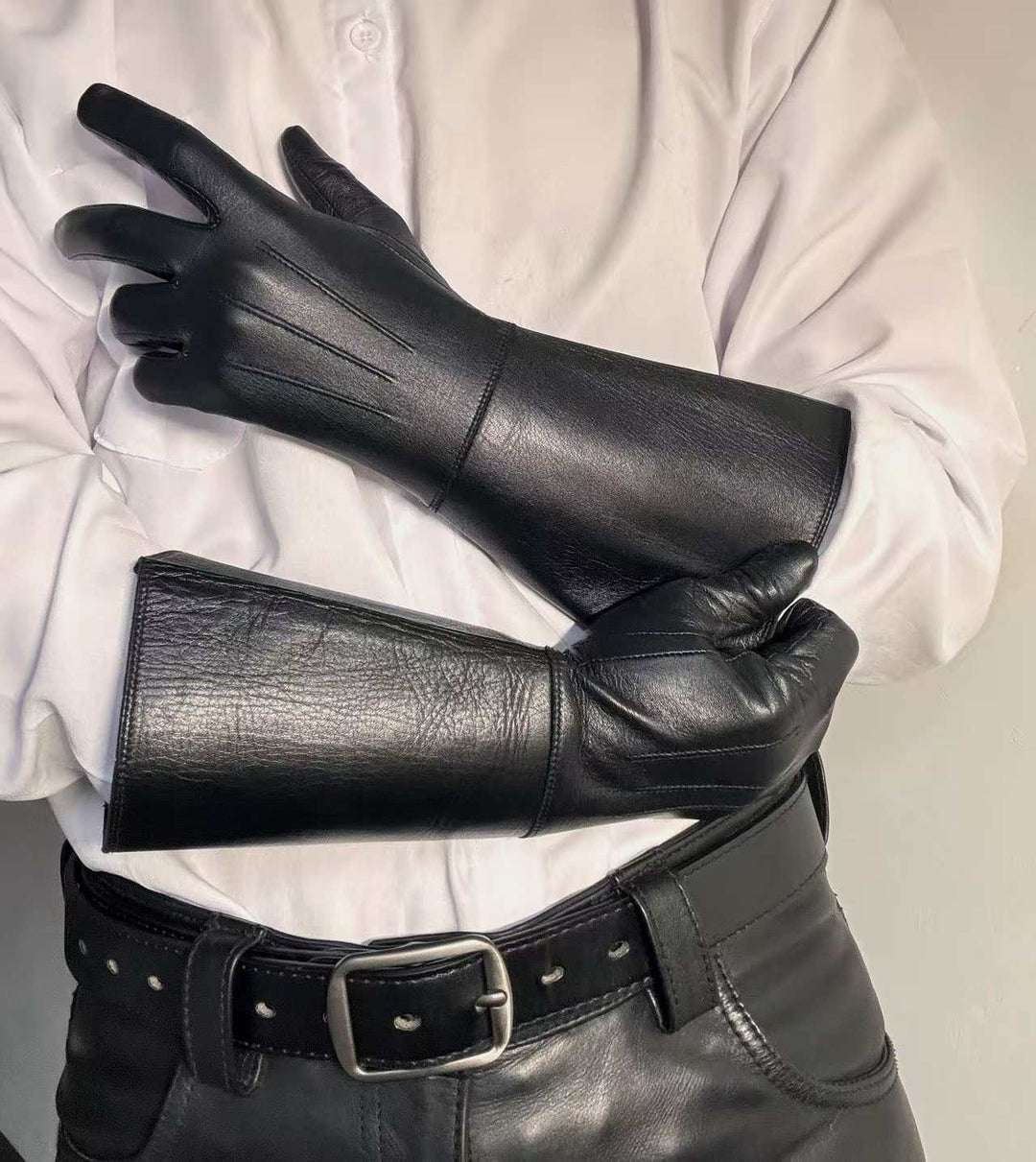 leather dress gloves men Men's Luxury Soft Goatskin Long Unlined Thin Fitted Slim Fit Elegant Fashion Gloves 黑色 / S / 男性 Ralph gloves transform a SALEFW25 Decoding The New Workplace Size:W:60in x D:20in x H:35in