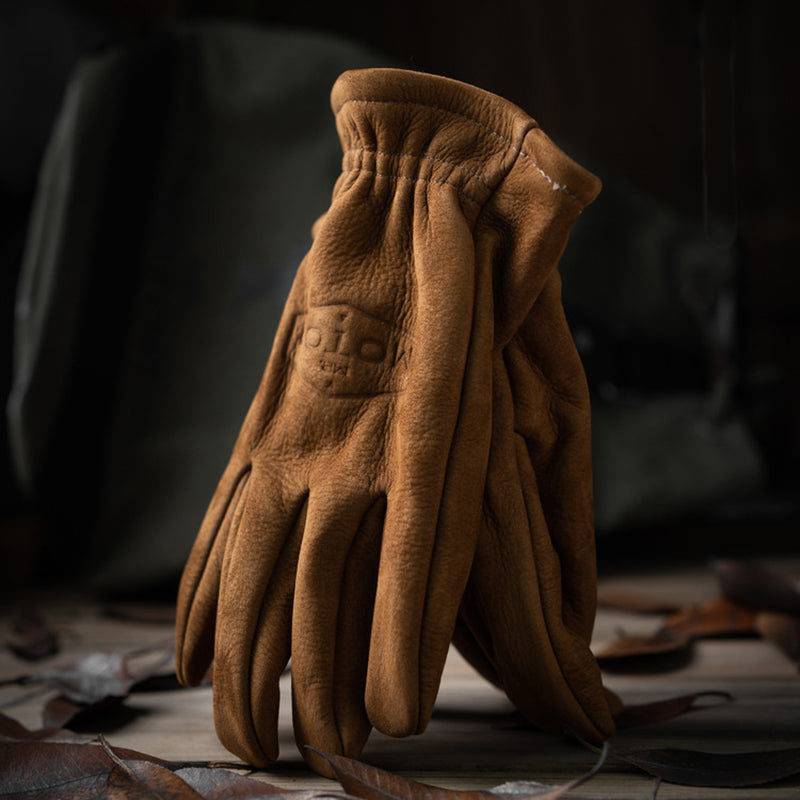 Fingerless Gloves Mens Frosted Genuine Leather Gloves Men